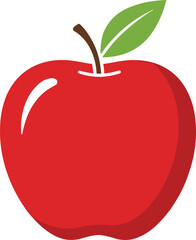 Red Apple Illustration – Isolated on Transparent Background Colorful Fruit Clipart Design
