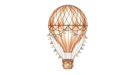 Dreamy vintage air balloon floating gently, perfect for whimsical designs and adventurous storybooks, evoking joyful memories and inspiring travel