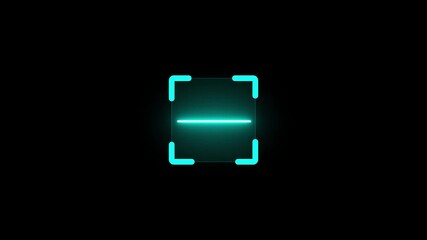 scanner icon animation scanner neon shine fingerprint .fingerprint biometric scanning . Biometric scanning animation showing neon fingerprint icon .4k animated motion video