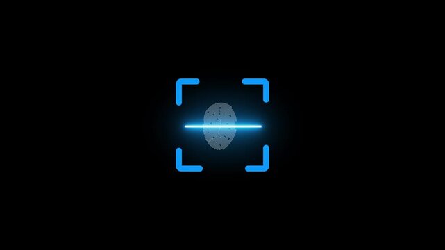 scanner icon animation scanner neon shine fingerprint .fingerprint biometric scanning . Biometric scanning animation showing neon fingerprint icon .4k animated motion video - Powered by Adobe