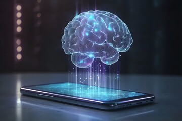 Futuristic Mobile Phone Brain Interface Concept High Resolution Picture