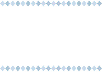 シンプルなダイヤ模様で作られた上下ボーダーのフレーム素材/青系カラーのかわいい飾り枠