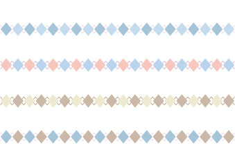 シンプルなダイヤ模様で作られた装飾ライン４色セット/やわらかい色合いのラインフレーム素材