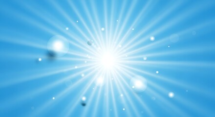 Serene radial illumination against a cool cyan backdrop with flare bokeh