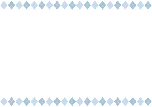 シンプルなダイヤ模様で作られた上下ボーダーのフレーム素材/青系カラーのかわいい飾り枠