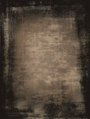 Distressed canvas background with rough brushwork, charcoal and sepia tones, worn edges — high-detail grungy abstract texture