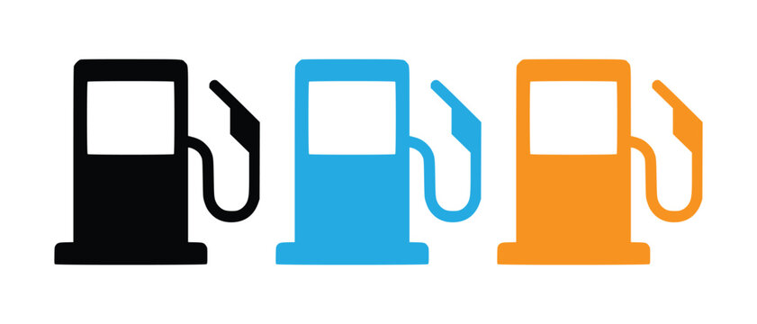  colorful gas pumps with fuel nozzles vector