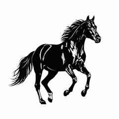 Elegant Black Horse Galloping Gracefully in Motion.