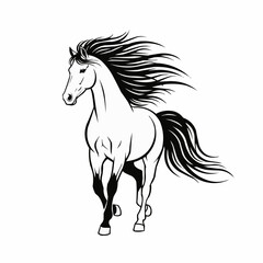 Majestic Horse Galloping with Flowing Mane and Tail.