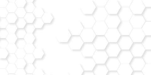 White abstract hexagonal paper background. Luxury White grid Pattern. Futuristic emboss honeycomb mosaic white background. geometric mesh cell texture. modern futuristic wallpaper.	