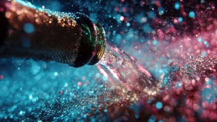 Elegant Champagne Toast with Golden Sparkles on Dark Festive Background