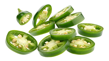 Green Jalape&ntilde;o Pepper Slices Isolated on Transparent Background