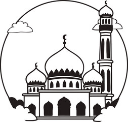 Islamic Mosque with Domes and Minarets vector illustration Design