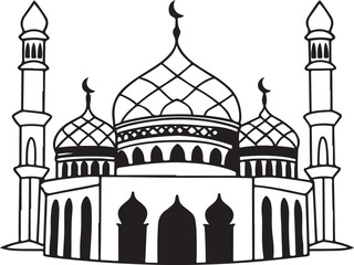 Islamic Mosque with Domes and Minarets vector illustration Design © Rakirur