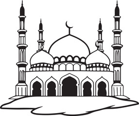 Islamic Mosque with Domes and Minarets vector illustration Design