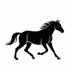 Black silhouette of a trotting horse vector illustration.
