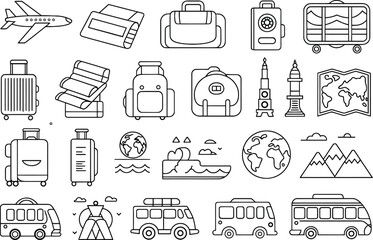 Travel and Transportation Icons Collection airplane