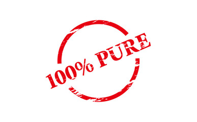 100% PURE - Red Rubber Stamp with text 100% PURE
