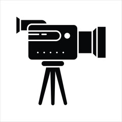 Professional video camera on sturdy tripod, ready for high-quality filming and media production, capturing important moments and events with precision technology