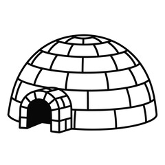 Igloo vector illustration icon drawing. traditional winter shelter built from blocks of snow, arctic home for inuit people in cold environments, simple line art graphic element.