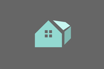 Minimalist blue home silhouette logo
