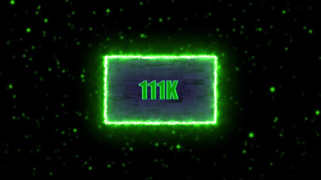 Neon 111 Followers Text Animation Glowing 111 count with neon border on blurred background, perfect for social media celebration videos.