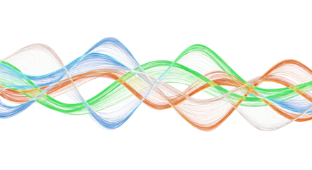 Vibrant, dynamic wave patterns flow elegantly across a deep black background, creating energetic visuals