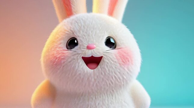 Cute Happy Bunny Hop Animation &ndash; adorable cartoon rabbit jumping in place