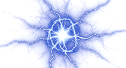 Stunning electric sphere with powerful energy bursts against black background for modern designs