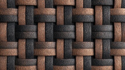 Seamless Dark Brown and Black Woven Material Texture