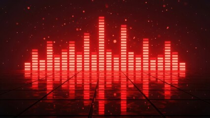 Vibrant Red Digital Music Equalizer Bars Reflection