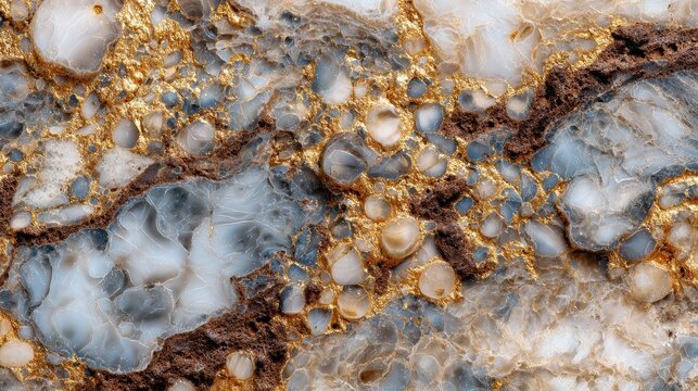 Glistening gold and white epoxy resin surface with intricate micro texture.
