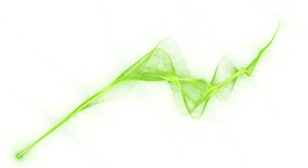 Dynamic glowing green energy wave pulsates through dark abstract space with subtle sparkling particles