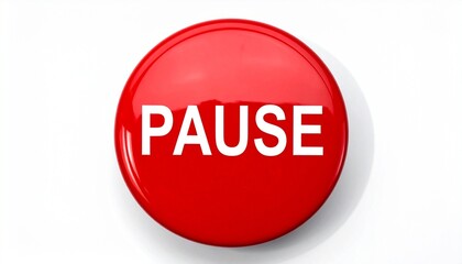 red pause button on white background