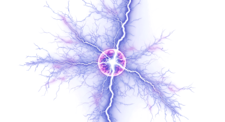 Dynamic plasma ball crackles with vibrant electrical energy against a stark black background