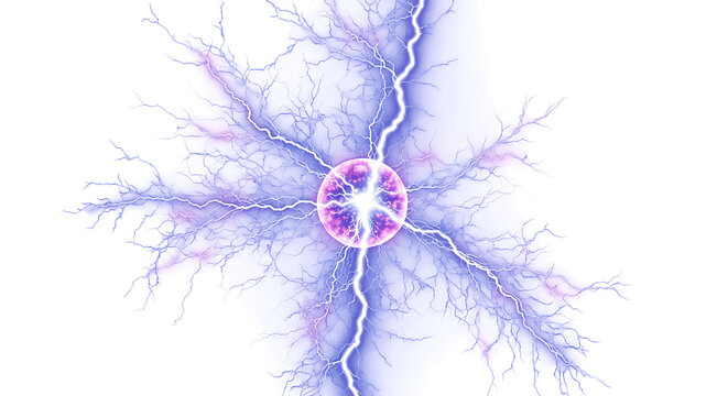 Dynamic plasma ball crackles with vibrant electrical energy against a stark black background