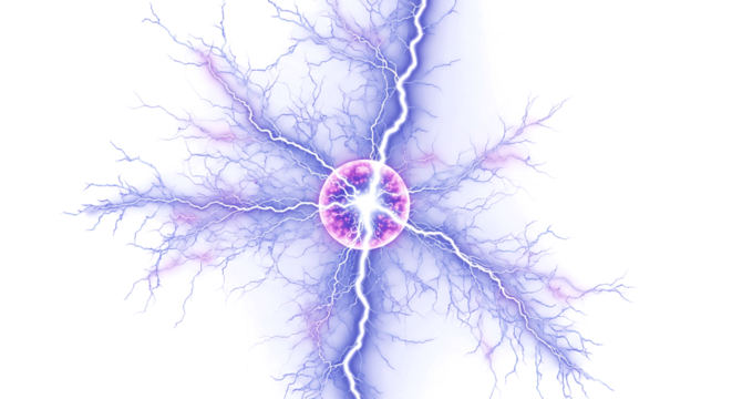 Dynamic plasma ball crackles with vibrant electrical energy against a stark black background