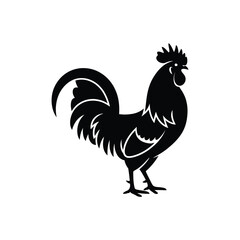 Silhouette of a proud rooster standing tall