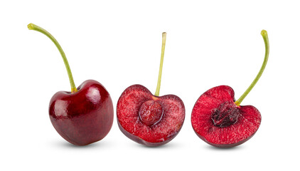 Red cherry isolated on transparent png ( image from camera )