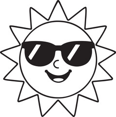 Smiling sun wearing cool sunglasses on a bright day
