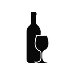 Silhouette of a wine bottle and a wine glass