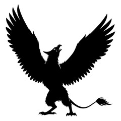 Majestic Silhouette The Legendary Griffin in Full Flight, A Symbol of Power