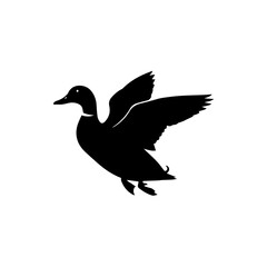 Silhouette of a Flying Duck with Wings Spread Nature-Inspired Iconography