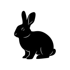 Silhouette of a Cute Rabbit A Simple and Elegant Black and White Illustration
