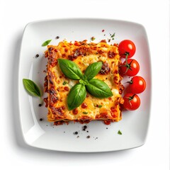 Square plate of lasagna