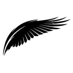 Elegant Black Wing Silhouette Symbol of Freedom and Grace, Ideal for Design