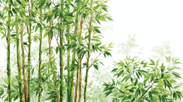Tall bamboo stalks rise gracefully into the air their leaves rustling softly in a light breeze. This tranquil grove provides a peaceful escape in nature's greenery.