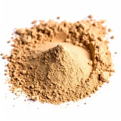 Light tan powder pile on white background