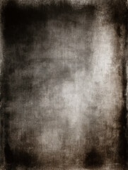 Distressed canvas background with rough brushwork, charcoal and sepia tones, worn edges — high-detail grungy abstract texture