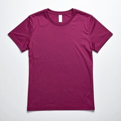 A deep magenta t-shirt, laid flat, against a plain white background